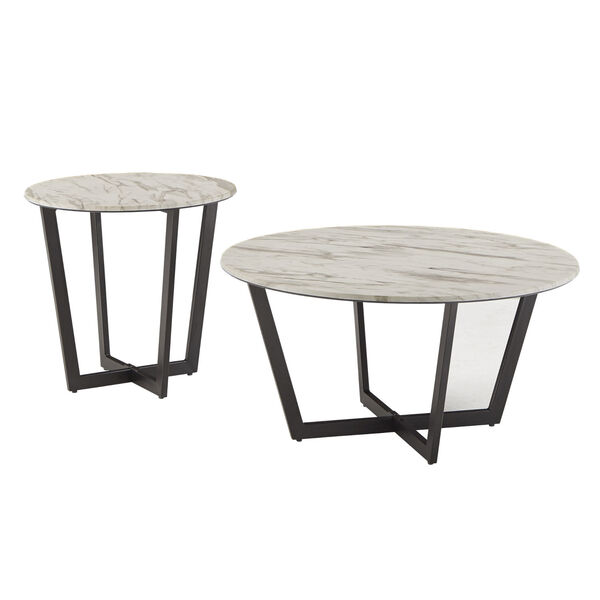 Danica White Faux Marble Table Set, image 1